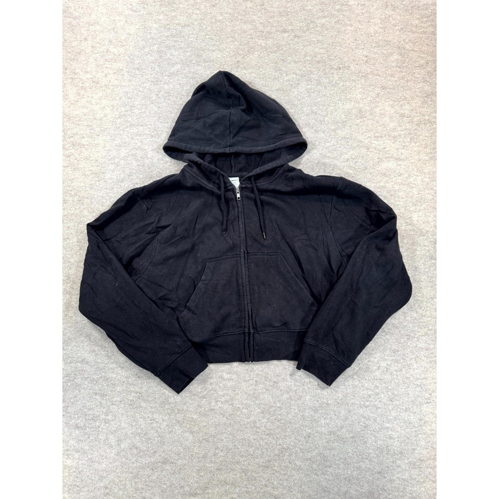 No Boundaries Hoodie Jacket Women L 12-14 Black Fleece Lined Drawstring Full Zip